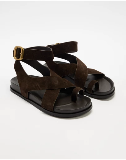 AERE - Leather Crossover Footbed Sandals