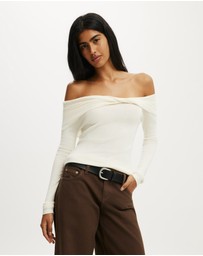 Cotton On - Twist Off Shoulder Ls Knit