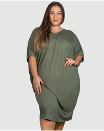 B Free Intimate Apparel - Plus Size Bamboo V Neck Draped Dress