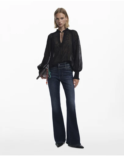 Desigual - Flocked Sheer Blouse