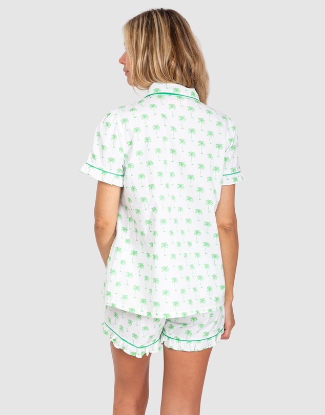 Sant And Abel - Women's Green Palm Tree Short Sleeve Pajama Set