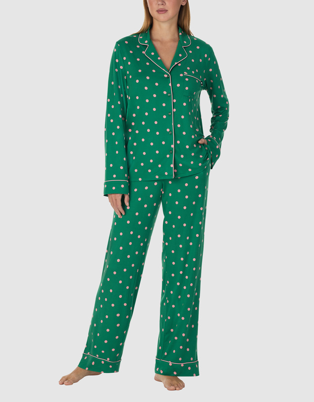 Kate Spade - Printed Jersey Button Up Long Sleeve Long Pyjama Set