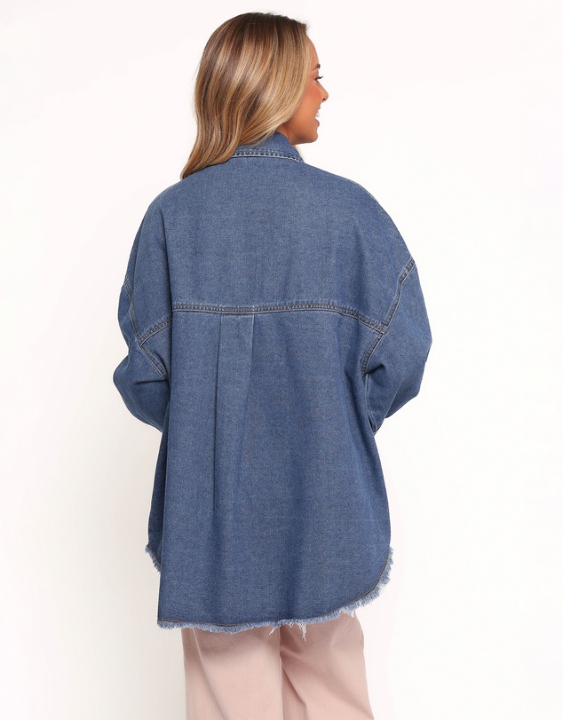Petal & Pup - Twiggy Frayed Edge Denim Shacket - Denim