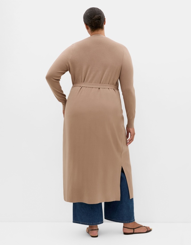 City Chic - Plus size Goldie Longline Cardigan - taupe