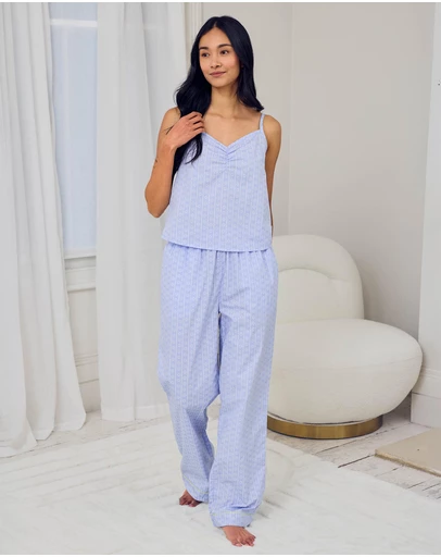 Chelsea Peers - Poplin Sun Stripe Ruched Cami Pyjama Set