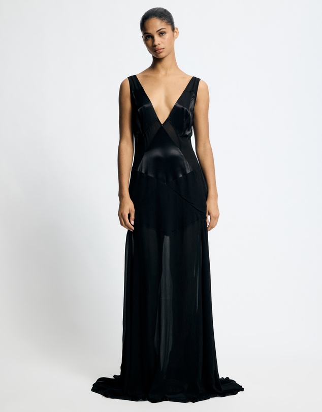 Lover - Priya Deep V Contrast Maxi Dress