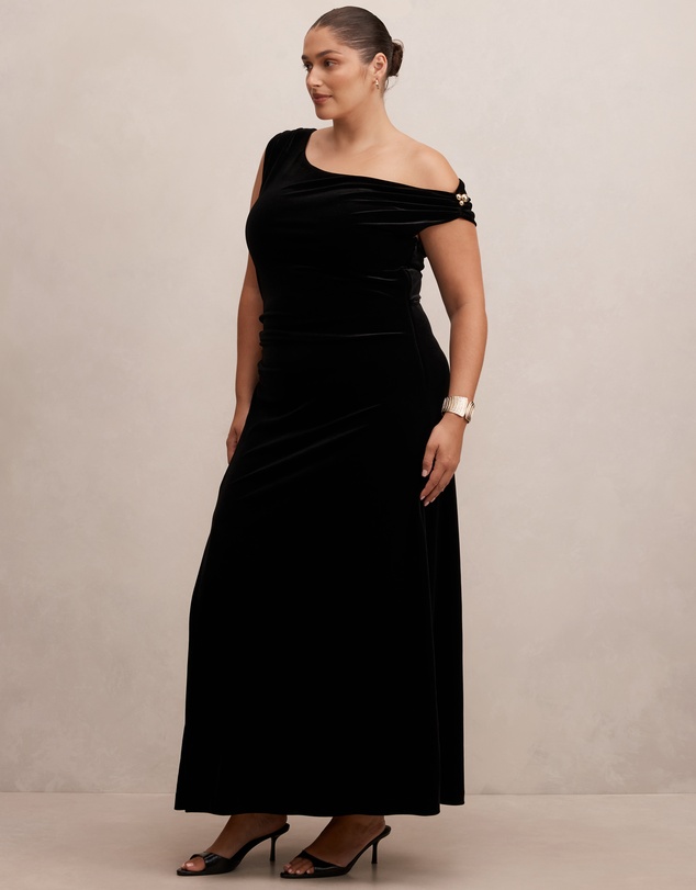 Forever New Curve - Winslet Curve Off Shoulder Velvet Gown