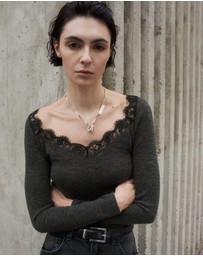 M.N.G - Lace-Trimmed Scoop-Neck Top