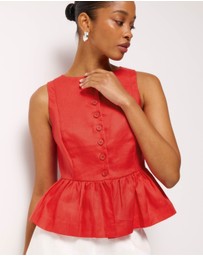 AERE - Kaia Linen Button Front Top