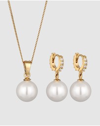 Elli Jewelry - Jewelry Set with Pearls and Crystals 925 Sterling Silver Gold-plated