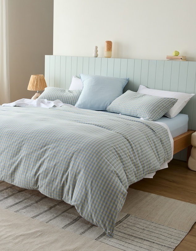 Sheet Society - Leo Washed Cotton Gingham Quilt Cover Set