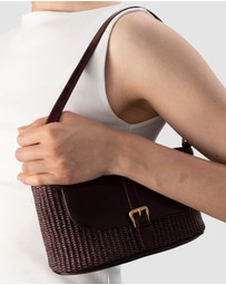 By Far - Miranda Baguette Raffia and Calf Leather Bag