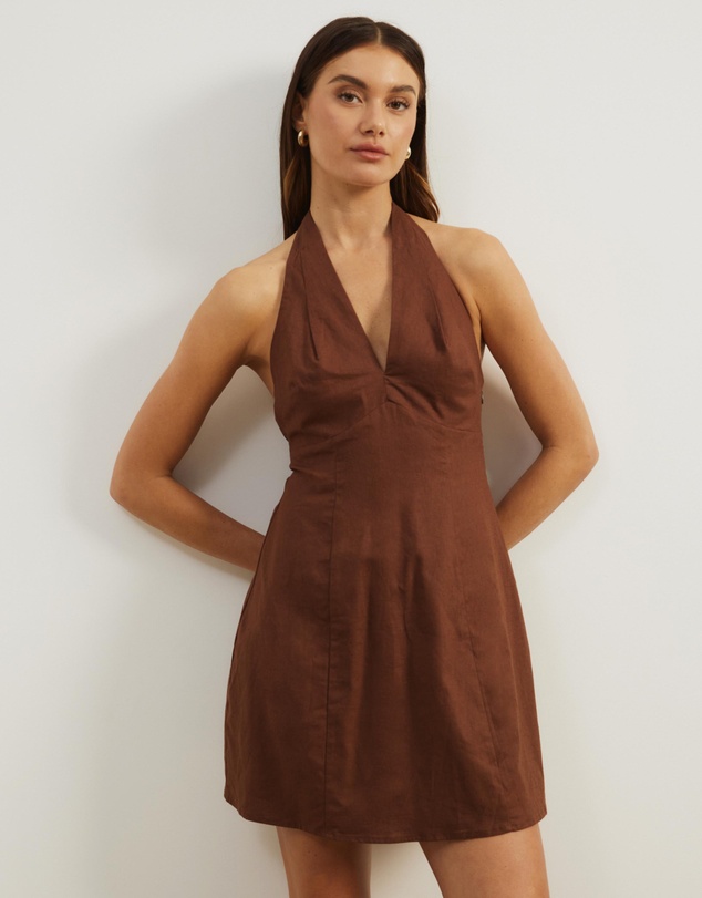 Atmos&Here - Drew Halter Linen Blend Mini Dress