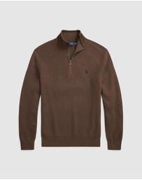 Polo Ralph Lauren - Mesh-Knit Cotton Quarter-Zip Sweater
