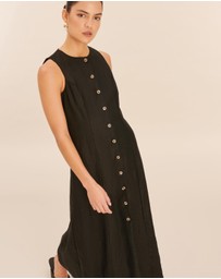 AERE - Linen Button Down Midi Dress
