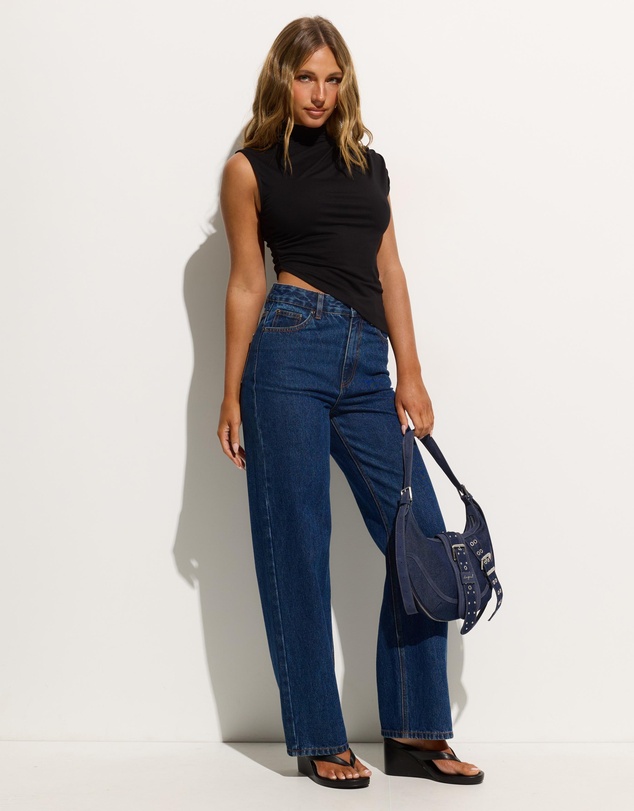 Dazie - Amy Asymmetric High Neck Top
