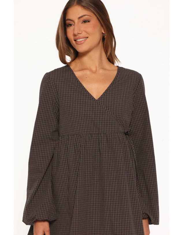 Petal & Pup - Saraya Long Sleeve Mini Dress - Black Gingham