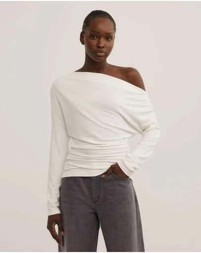 Witchery - Asymmetric Draped Long Sleeve Top