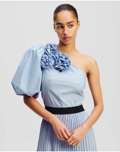 Karl Lagerfeld - Flower One-Shoulder Shirt