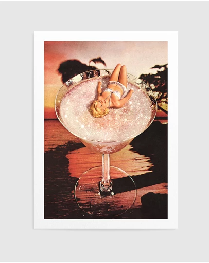 Olive et Oriel - Glitter Pink Margarita by Vertigo Artography Art Print