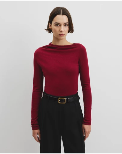 Country Road - Merino Wool Blend Drape Neck Knit