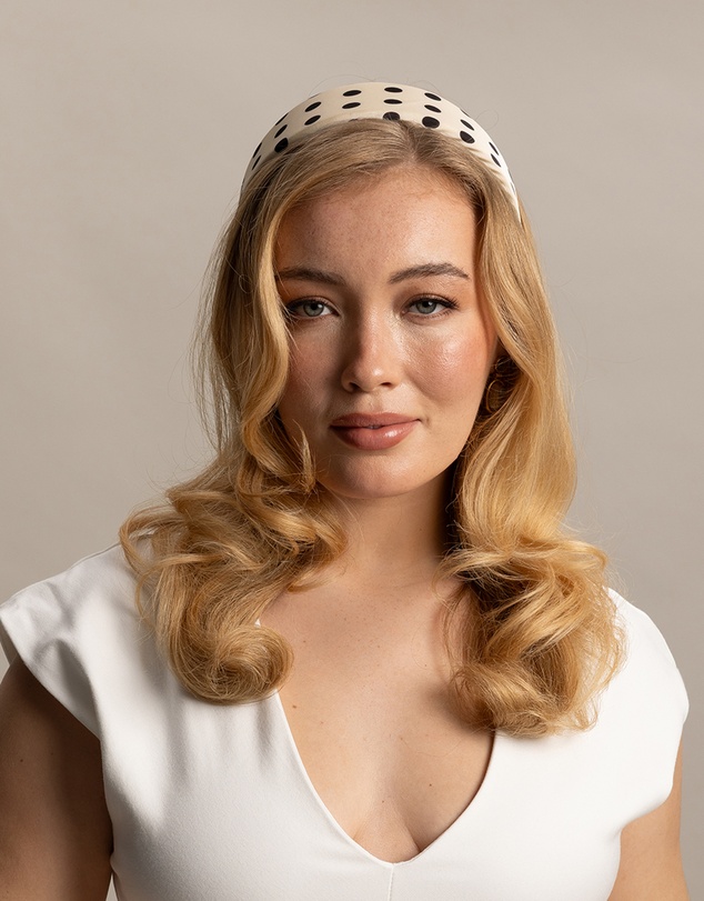 Morgan & Taylor - Sloane Headband in White with Black Polka Dots