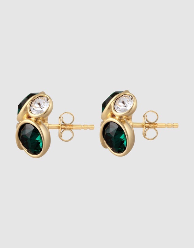 Elli Jewelry - Earrings Stud Crystal 925 Sterling Silver Gold-Plated