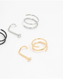 Lovisa - Mixed Surgical Steel Nose Ring & Stud 6-Pack