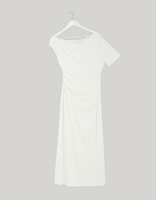 Revibe - Repaired Minima Esenciales Etta Jersey Off Shoulder Midi Dress - AU 10