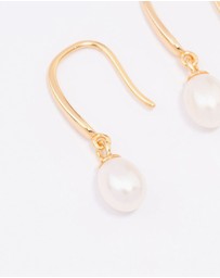 Lovisa - Gold Plated Sterling Silver Freshwater Pearl Fish Hook Earrings