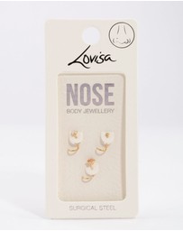 Lovisa - Gold Plated Surgical Steel Flower Nose Stud Pack