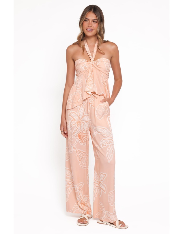Petal & Pup - Lira Tie Waist Pant - Peach Floral