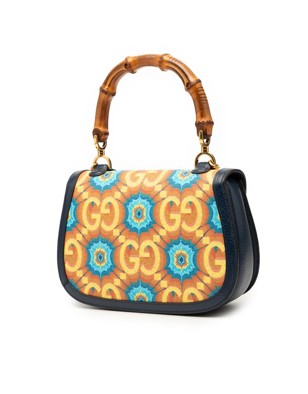 Pre-Loved by Azura Reborn - Pre-Loved 100th Anniversary Medium GG Coated Canvas Kaleidoscope 1947 Bamboo Top Handle Bag