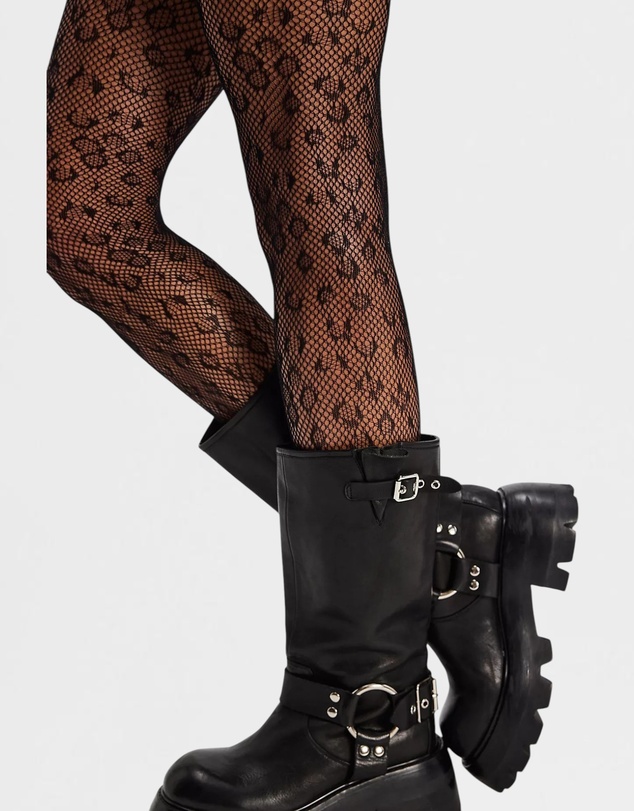 High Heel Jungle - Leopard Print Fishnet Tights