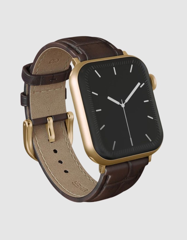 Burga - Burga Apple Watch 42/44/46/49 Leather Band - Gold Clasp Espresso