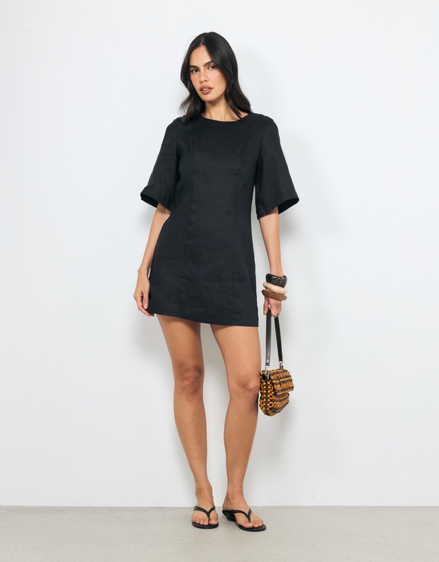 AERE - Atri Seam Detail Linen Mini Dress