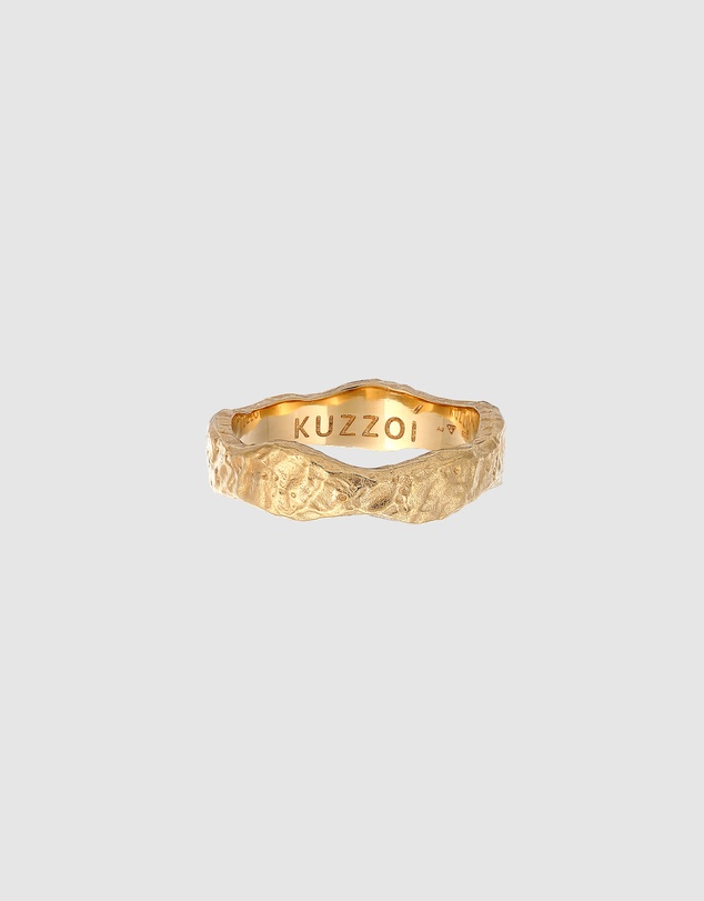 Kuzzoi - ICONIC EXCLUSIVE - Hammered Band Ring in Gold-Plated 925 Sterling Silver