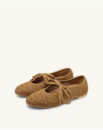 JW PEI - Erika Topstitching Lace-Up Ballet Flats