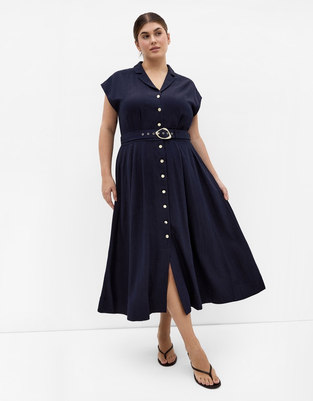 chinese dress ladies Linen Blend Waist Tie Dress main image 1