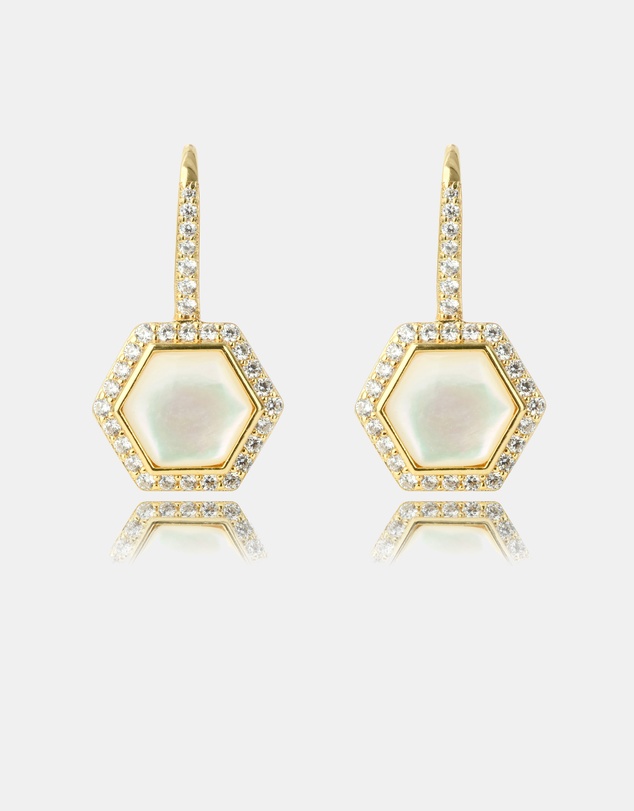 Georgini - GEORGINI OCEANS TORQUAY MOTHER OF PEARL EARRINGS GOLD