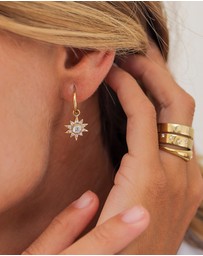 Elli Jewelry - Earrings Hoops Zirconia Moon 925 Sterling Silver Gold-Plated