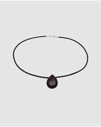 Kuzzoi - ICONIC EXCLUSIVE - Necklace Choker Drop Pendant Satin with Onyx in 925 Sterling Silver