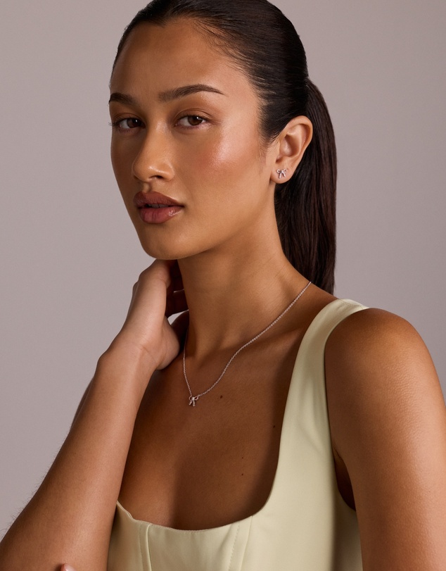 Michael Hill - Bow Necklace and Stud Earrings Gift Set with Cubic Zirconia in Sterling Silver