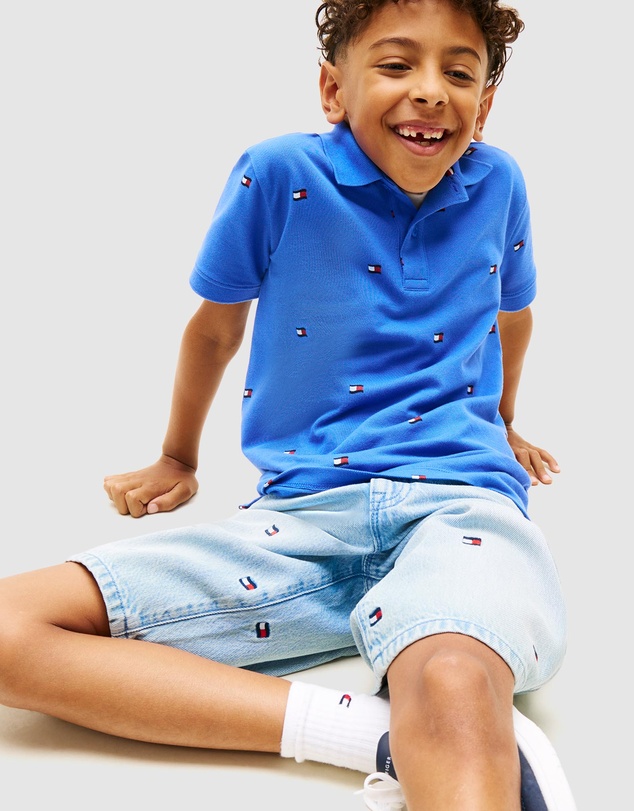Tommy Hilfiger - Regular Fit Wavy Flag Embroidery Polo Shirt - Teens