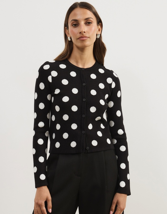 Atmos&Here - Hallie Polka Dot Knit Cardigan