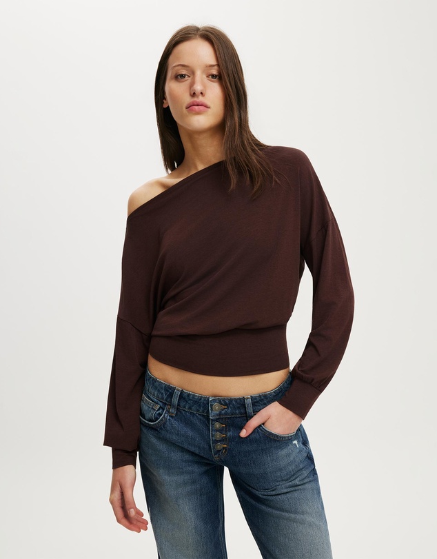 Cotton On - Sage Off Shoulder Long Sleeve