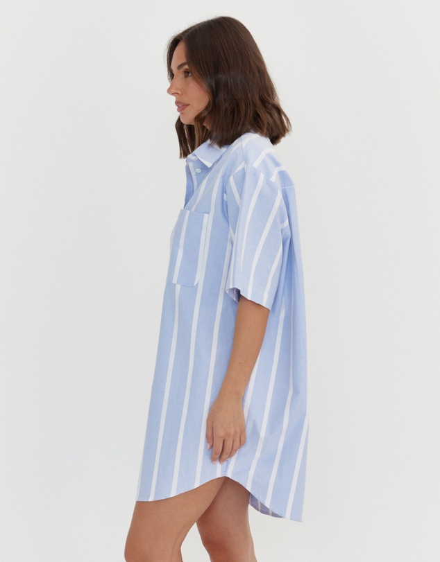 ALEXANDRA - Apex Dress Chambray Blue Stripe