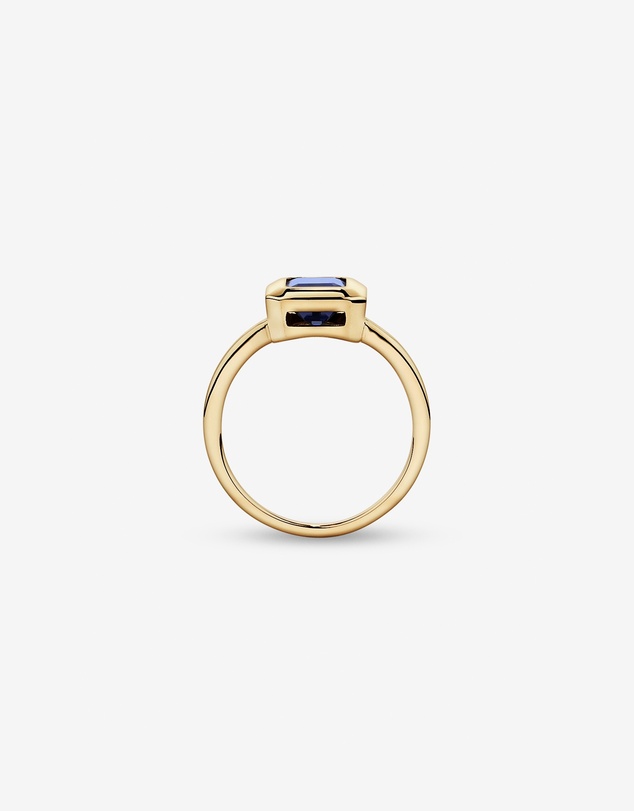 Michael Hill - Emerald Cut Created Sapphire Bezel Ring in 10kt Yellow Gold