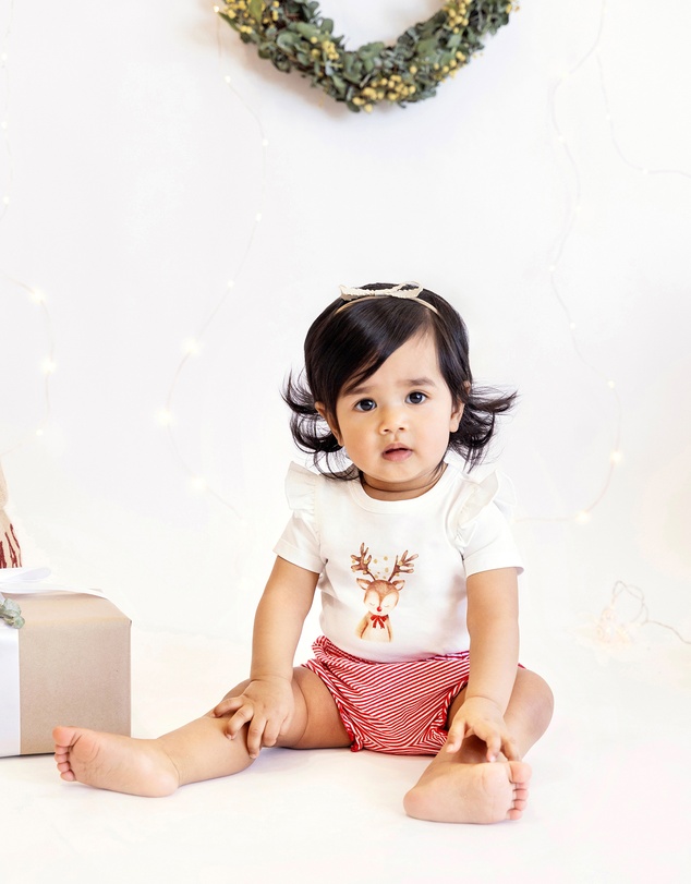 Bebe by Minihaha - Christmas Festive Reindeer Bodysuit & Shorts Set - Babies