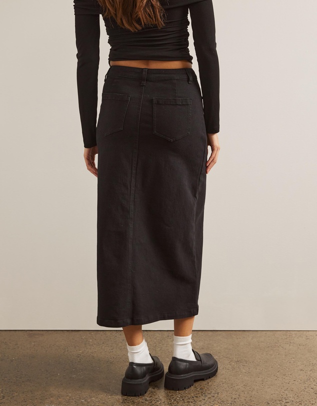 AERE - Cotton Split Front Midi Skirt
